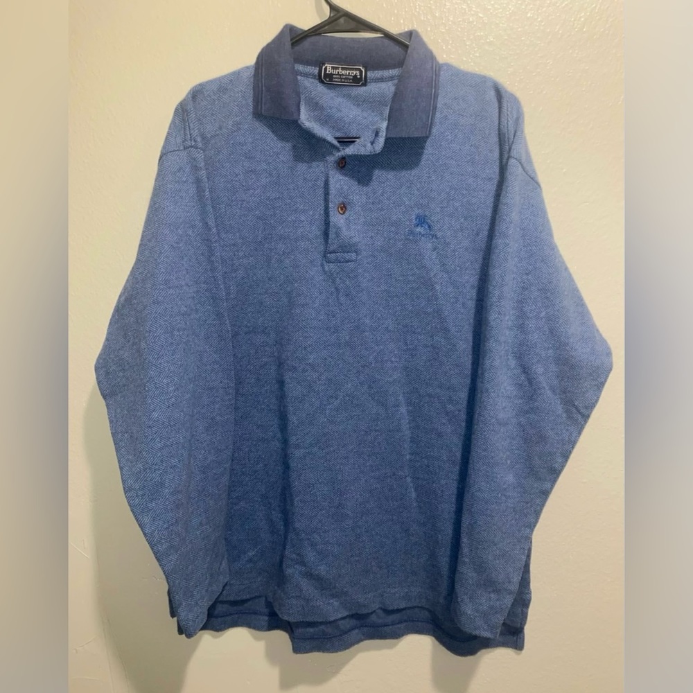 Burberry vintage blue collared knit long sleeve sweater
